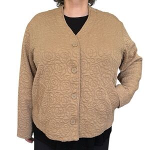 Isaac Mizrahi Live! Tan Quilted Women's Jacket Plus SIze 2X